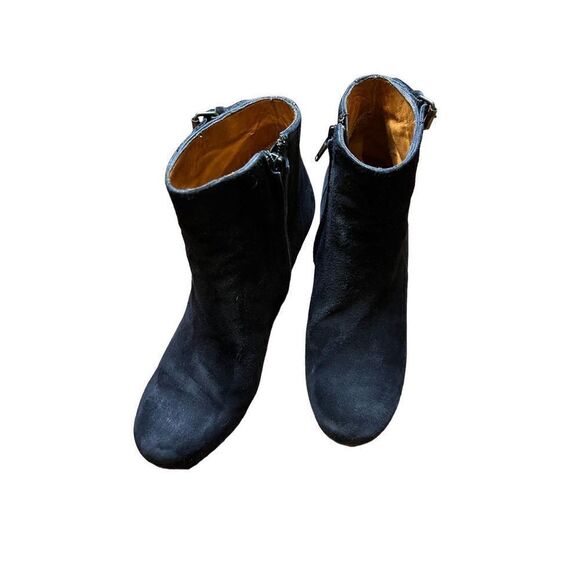 Lanvin p Wedge Black Leather Suede Bootie Size 5 - Picture 2 of 9